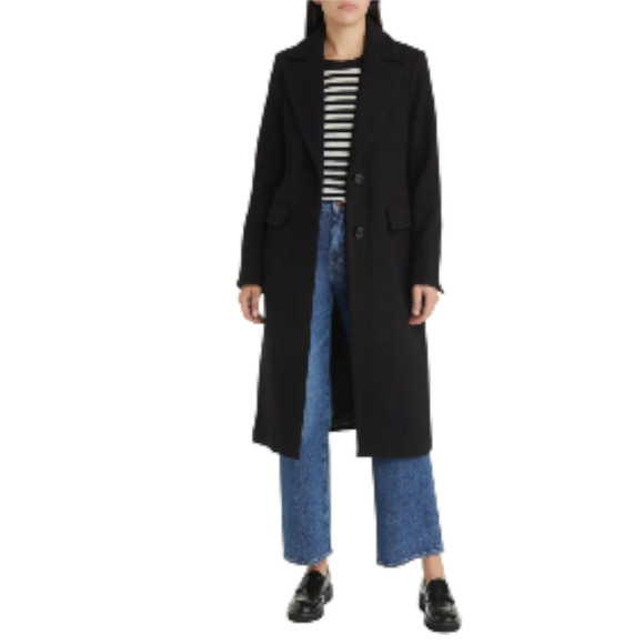 Michael Kors Womens Coat Size PL Black Wool Blend Long Button Front Luxury NWT - Picture 1 of 10